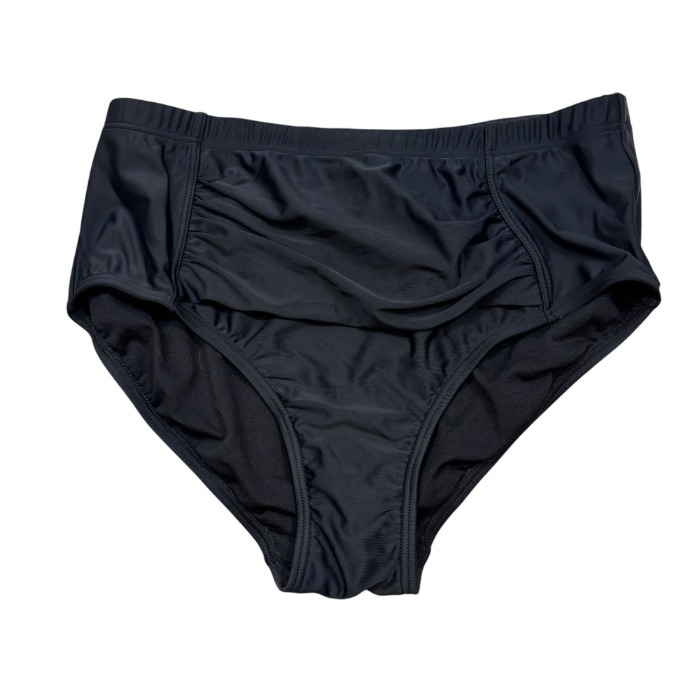 Ladies Swimsuits for All Brand Black Ruched Panel Bikini Bottoms Size 16